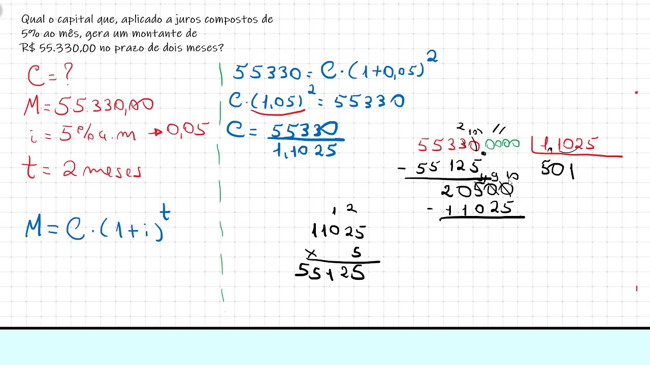 Exerc cio Calculando O Capital Investido Sobre Juros Compostos YouTube