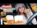 My First Time Trying Hardee's! (Cheesy Fries, Double Burger, Onion Rings & More)