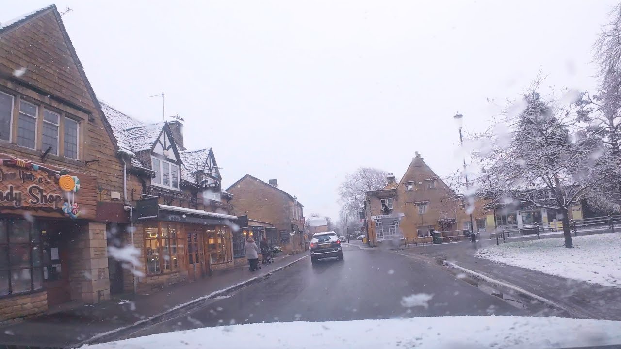 Snowy Drive to Bourton on the Water: Winter in the Cotswolds