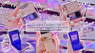 Unboxing Galaxy Samsung Z Flip 4 + Accessories | Gameplay & Customization 💕 Flipphone | Aesthetic ✨