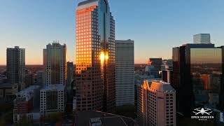 Sunset Reflection in Uptown Charlotte - FAA Remote Certified Drone Pilot (Aerial 4K Drone Footage)