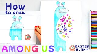 How to Draw Among Us Easter Bunny folding surprise | Primary School Kids Drawing Lessons, Part 80