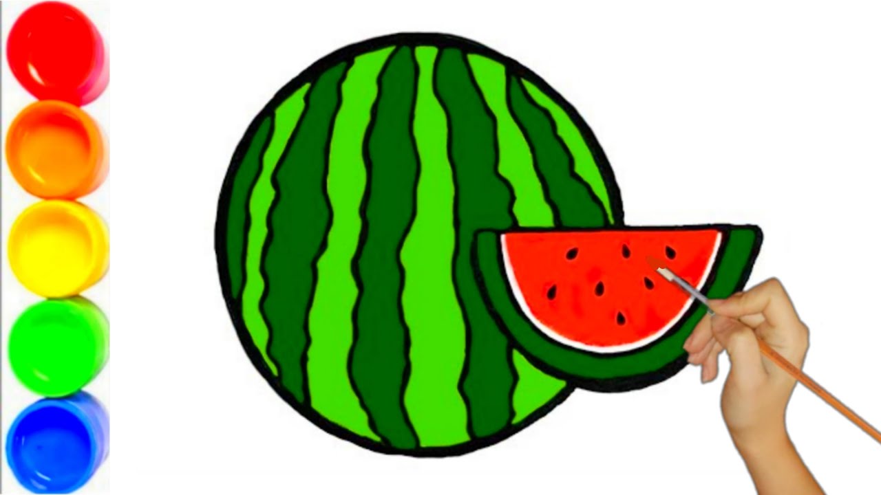 How to draw Watermelon step by step for kids | Watermelon drawing and ...
