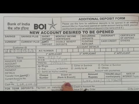 Boi me FD ka form kaise bhare|| Bank of India fixed deposit form fill ...