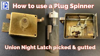 691. Union night latch lock picked and gutted | How to use a plug spinner to bypass the double lock
