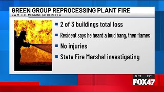 Crews respond to large reprocessing plant fire in Albert Lea