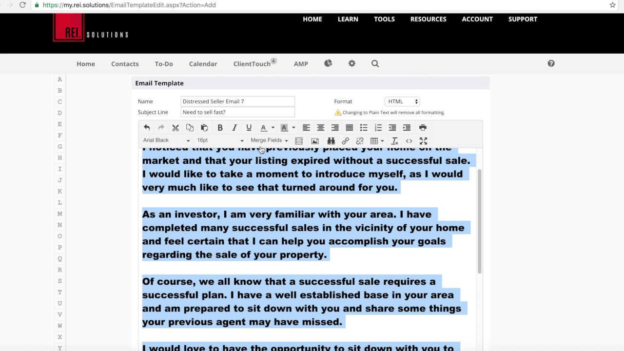 email listing template