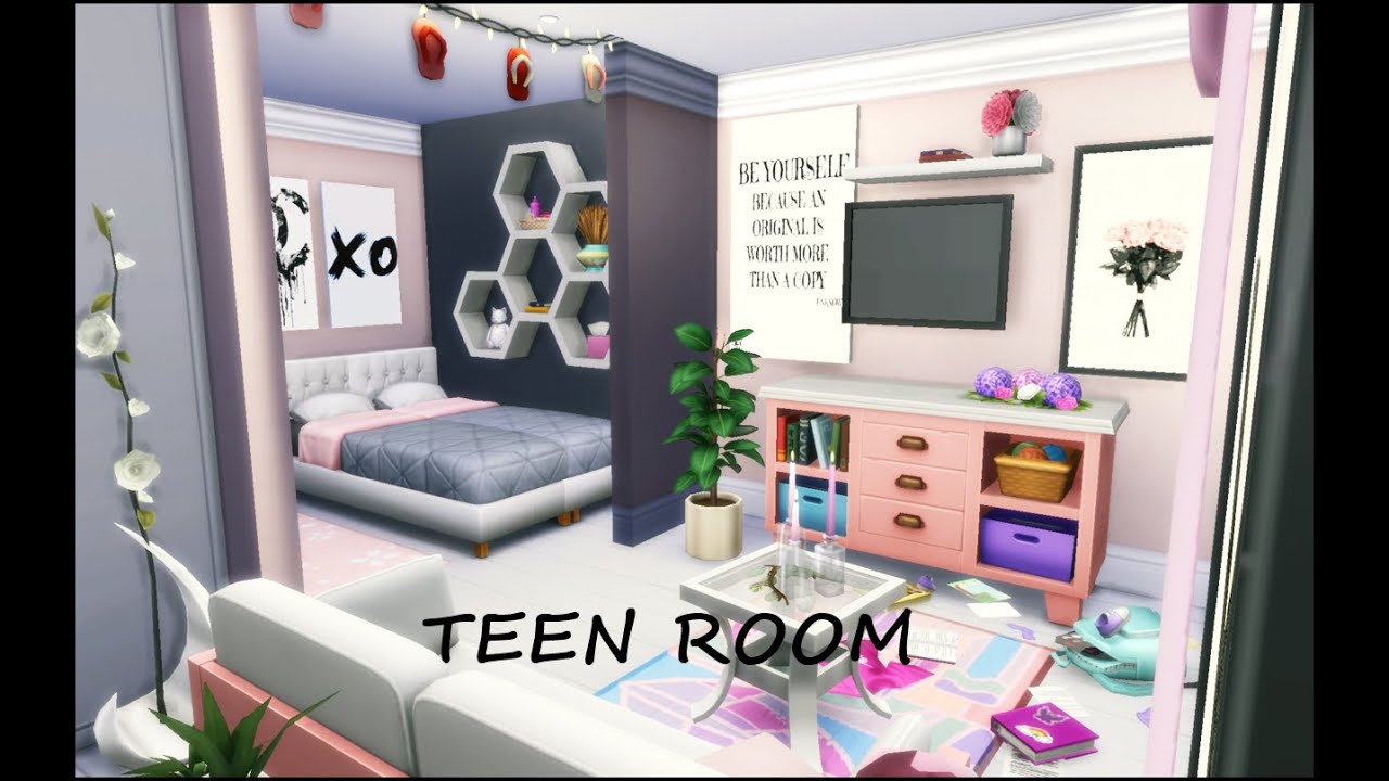 THE SIMS 4: NO CC // GIRL TEEN BEDROOM - YouTube
