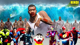 GTA 5 : Franklin & Shinchan Try To Survive From Zombie & Avengers Try To Save People Zombie Virus’s