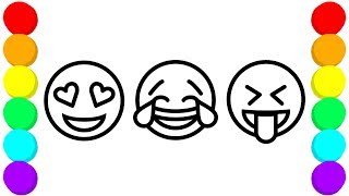 😍 Coloring 8 Emoji 😂 Drawing For Kids And Painting For Toddlers 😝
