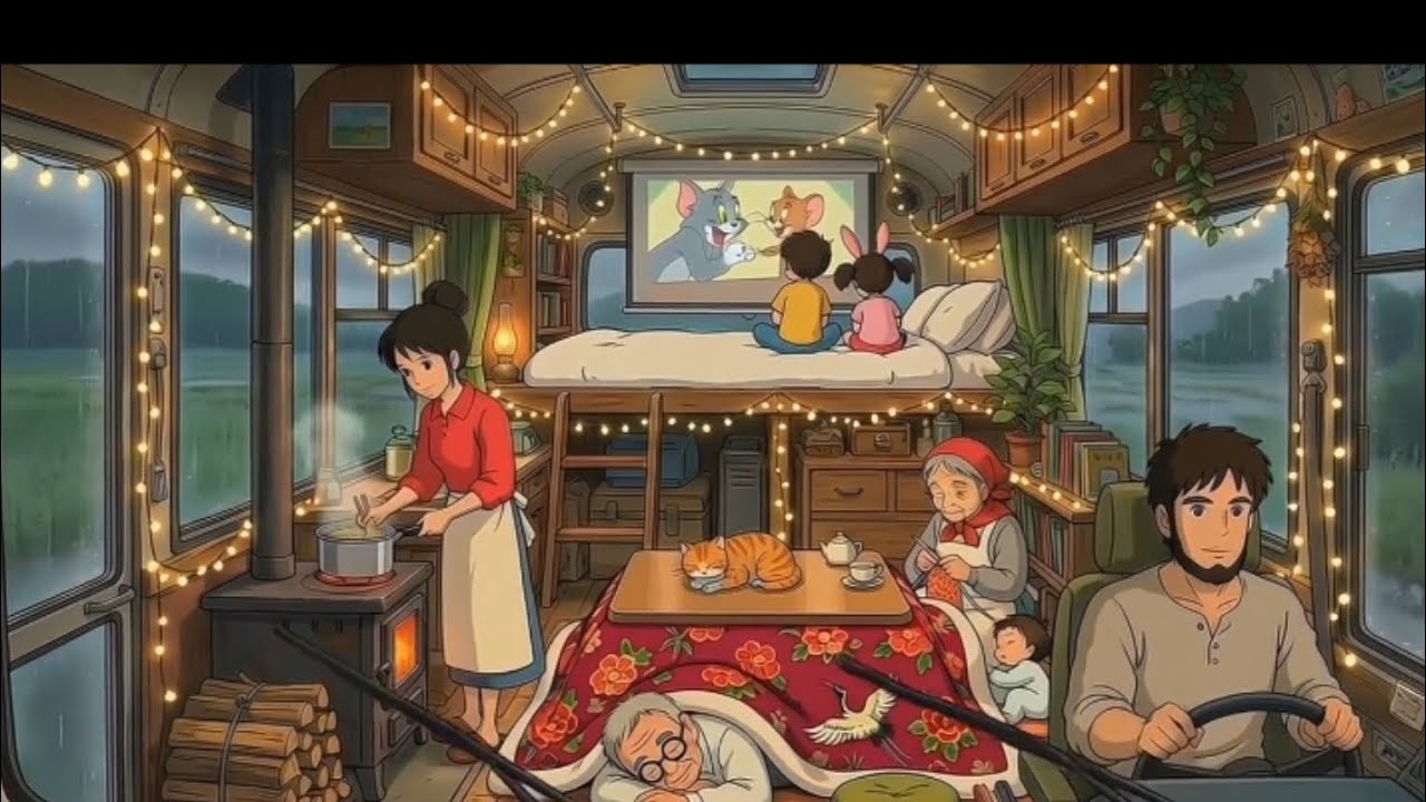Cozy family camping trip | ghibli style animation
