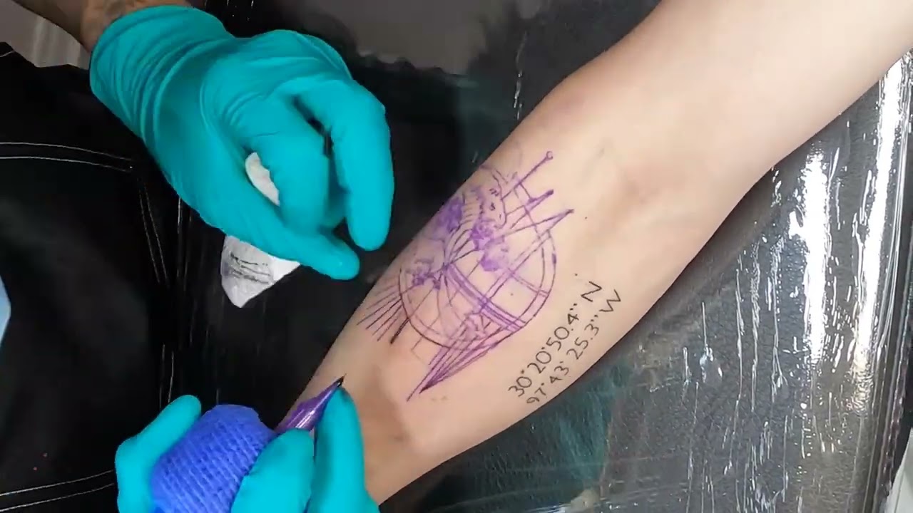 Great Wave geometric tattoo TIME LAPSE