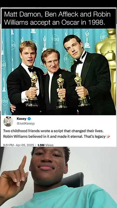 Matt Damon, Ben Affleck and Robin Williams accept an Oscar in 1998 #oscar #martingoodnews