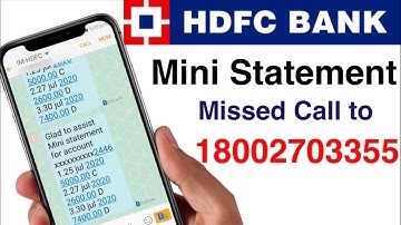 HDFC Bank Mini Statement By Missed Call | Hdfc bank ki mini statement kaise check kare