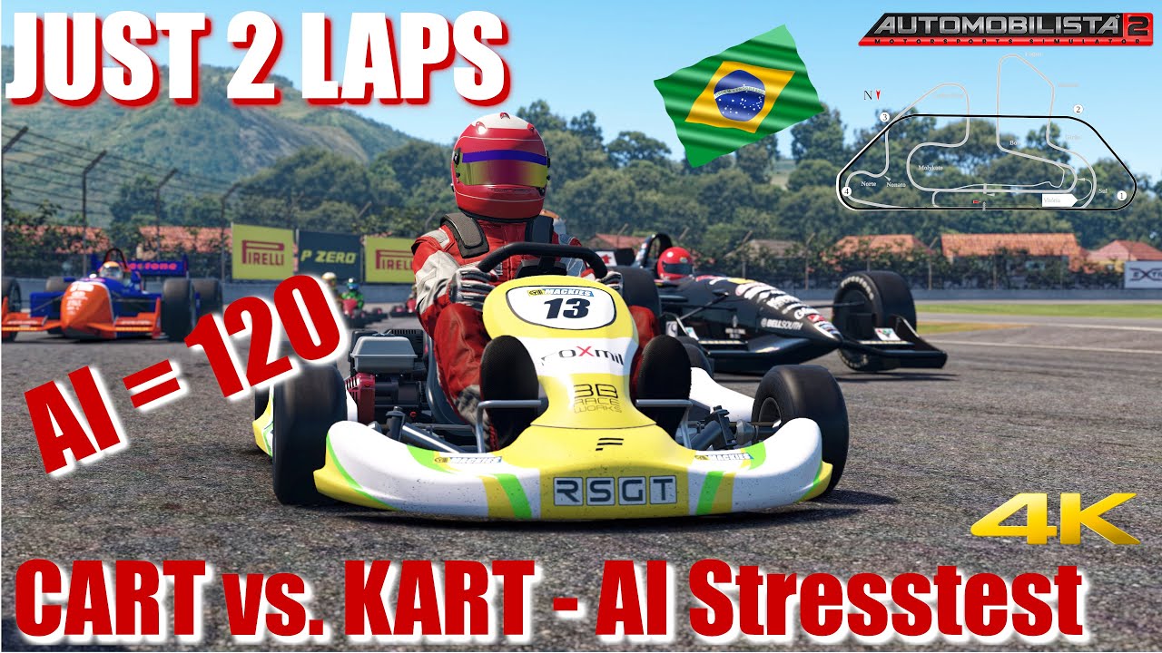 JUST 2 LAPS - Automobilista 2 - CART vs. KART - AI stress test at Jacarepagua oval track