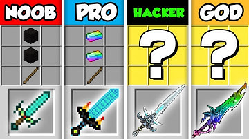Minecraft NOOB vs. PRO vs. HACKER vs GOD: LIGHTNING SWORD CRAFTING CHALLENGE in Minecraft!