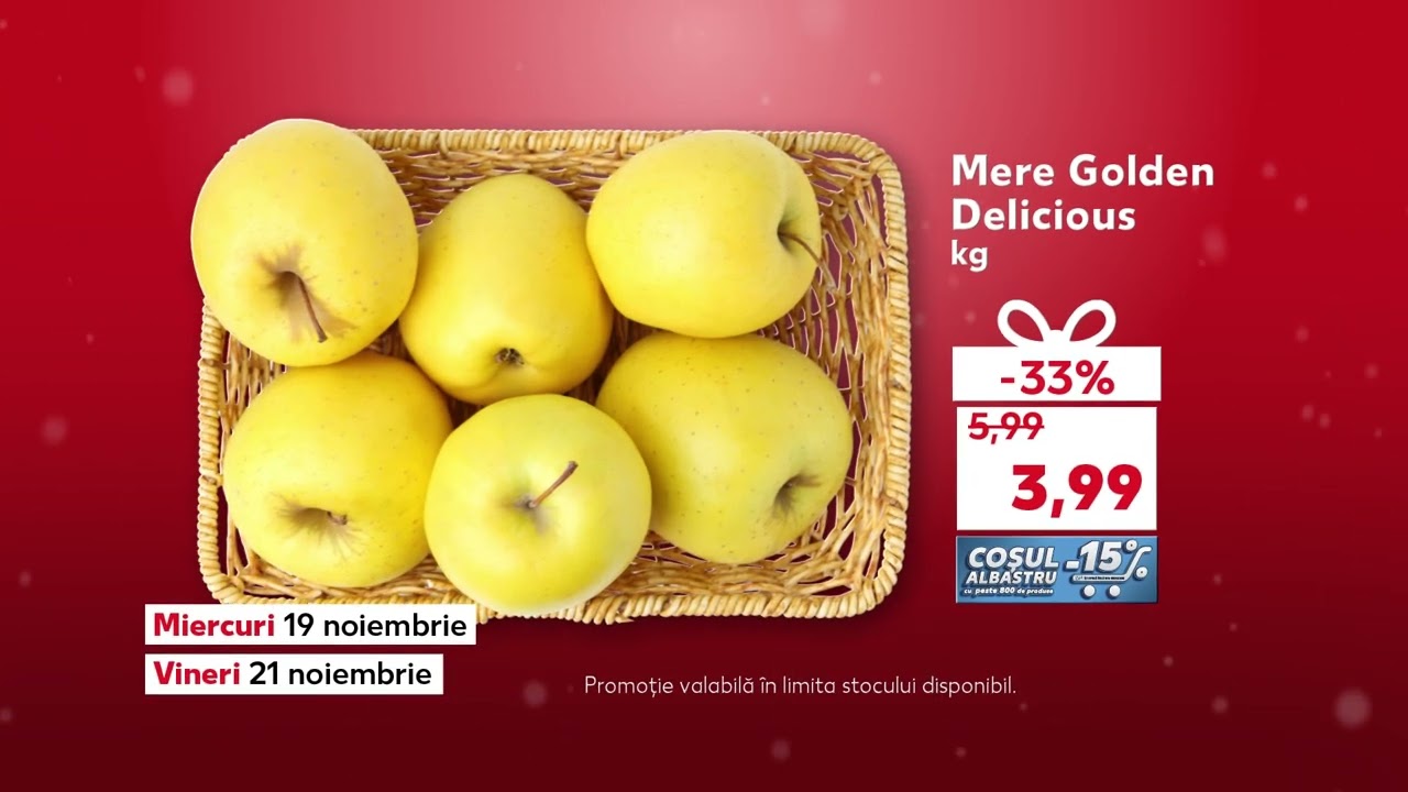 Ofertele Kaufland din 19 - 21 noiembrie: mere, ceafă de porc și păstrăv 