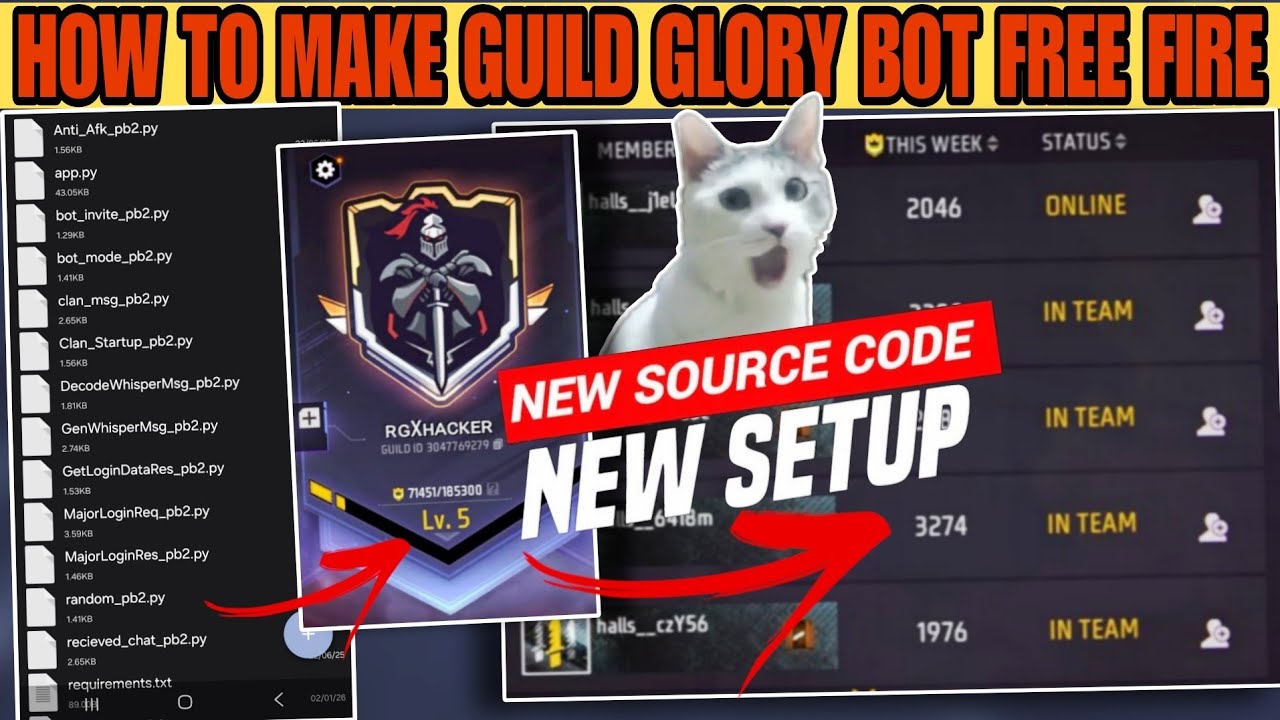 HOW TO MAKE GUILD GLORY BOT 🤖|FREE FIRE GUILD GLORY 4 BOT RUNNING