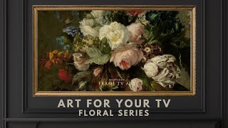 Framed TV Art Screensaver 4K - Vintage Soft Pink and White Floral Wallpaper Background - No Sound screenshot 2