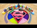 Experiment: How to make Rainbow Superman Logo with Orbeez, Giant Coca Cola, Mirinda, Fanta vs Mentos