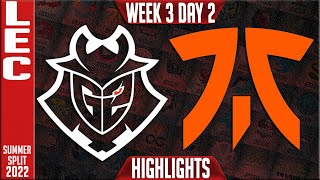 G2 vs FNC Highlights | LEC Summer 2022 W3D2 | G2 Esports vs Fnatic