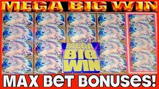 ★MEGA WIN!!!★MAX BET RE-TRIGGERS! Mystical Unicorn slot machine #casino #slots screenshot 1