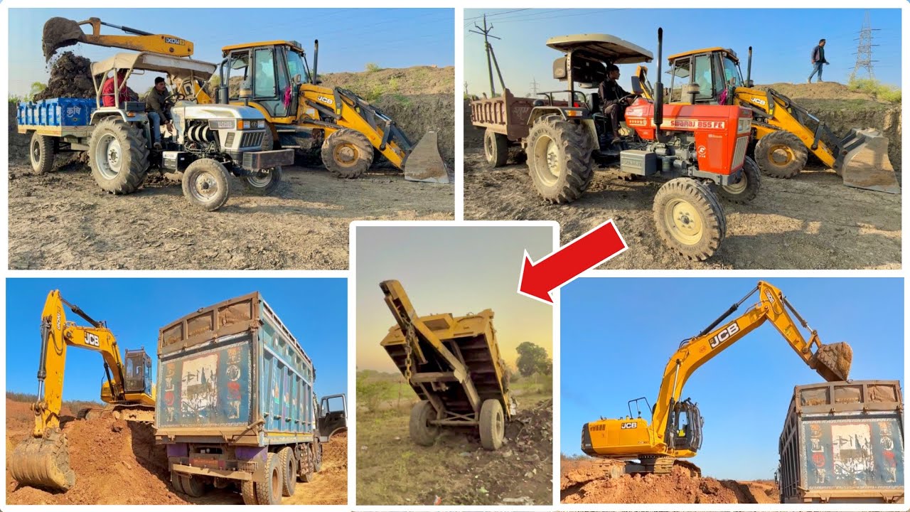 JCB 3dx Xpert Loading Mud | Swaraj 855 Fe | Eicher 485 | JCB 205 Excavator  | TATA 3530 Tipper