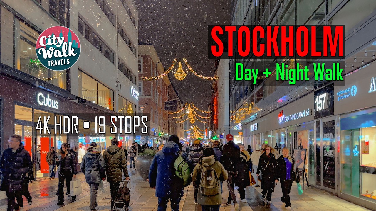 Stockholm Winter Walking Tour (Natural Sound) | Gamla Stan, Metro & NYE Fireworks