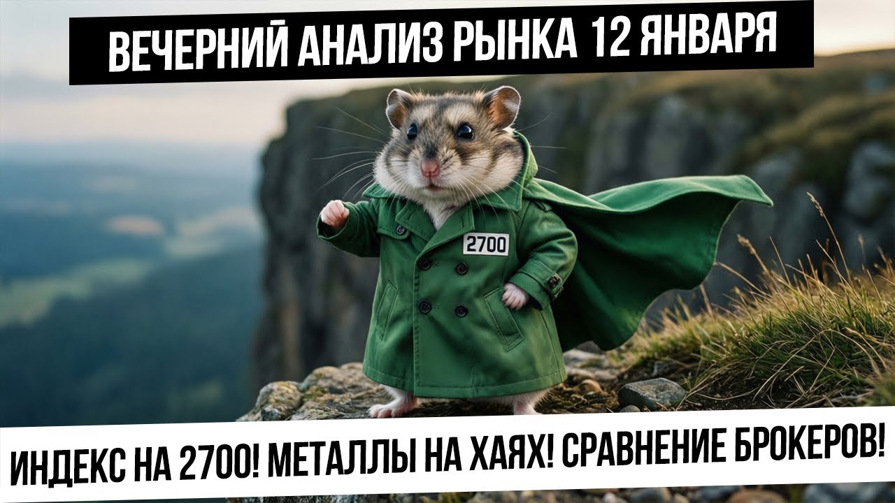 Вечерний анализ рынка 12 января. Индекс пришел на 2700! Разбор брокеров. Металл на хаях! ГАЗ вверх?