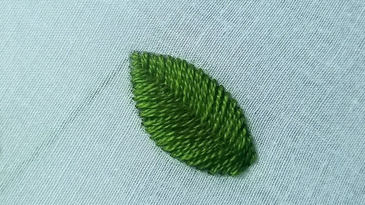 Simple and easy hand embroidery leaf stitch tutorial for beginners ...