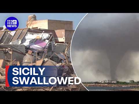 Italy's largest island swallowed by monster tornado | 9 News Australia
