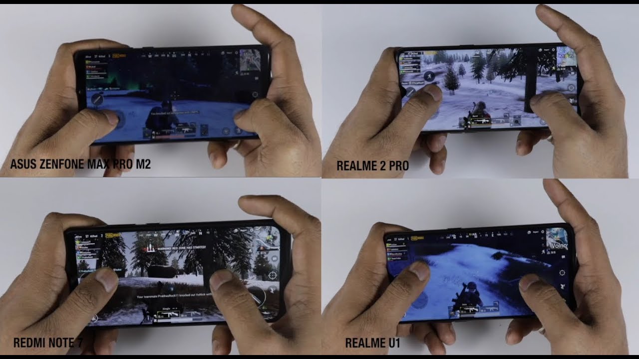 Asus Zenfone Max Pro M2 vs Redmi Note 7 vs Realme 2 Pro vs Realme U1 - PUBG Gameplay