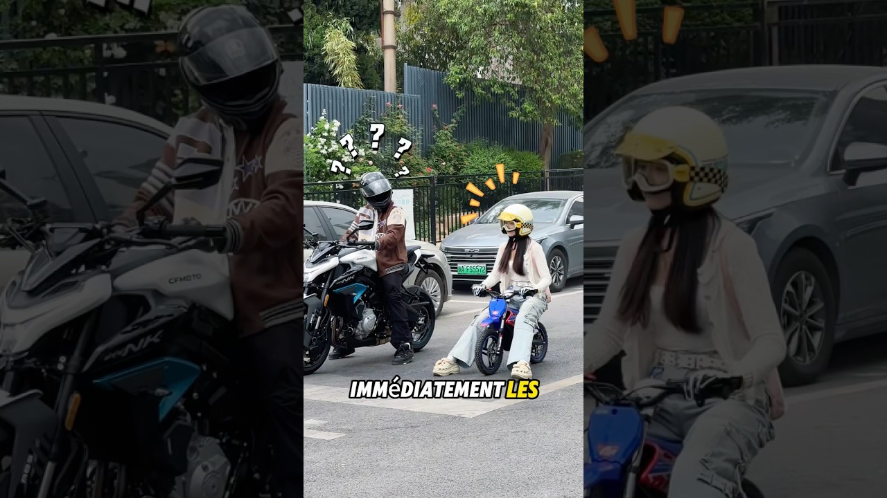 Elle a échangé contre une plus grosse moto, et voilà le résultat.#cute #funny #shortsvideo