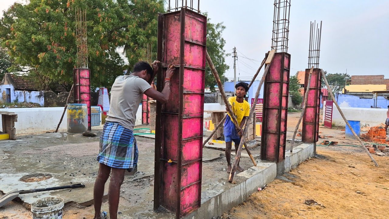 Construction of Reinforcement Shuttering Column Concrete|Techiques of Column Casting