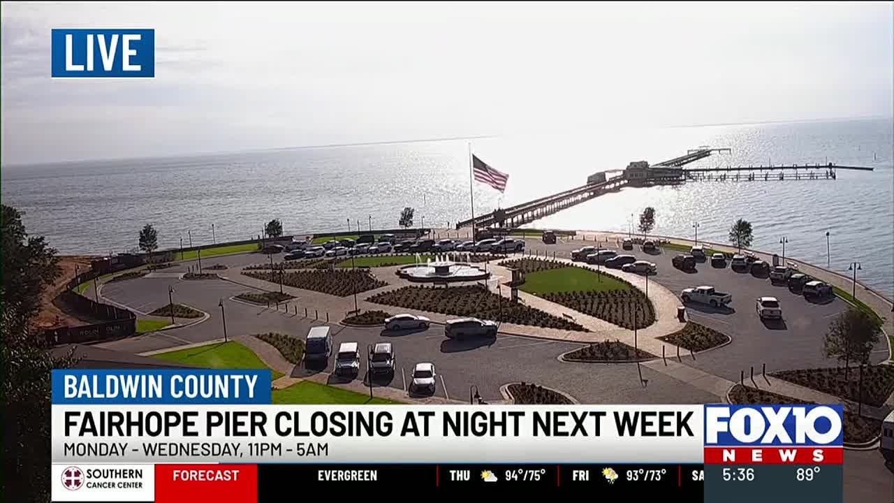 Parts of Fairhope Municipal Pier, North Beach Park to closed nightly next week