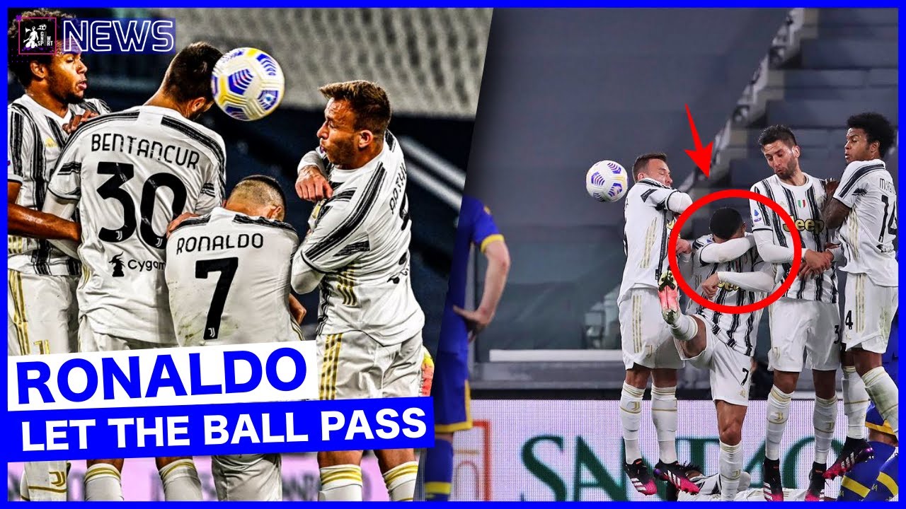 Cristiano Ronaldo Ducks And Covers His Face In Wall To Let In Free Kick Vs Parma Youtube