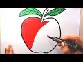 Draw Color Paint Apple Fruit Coloring Page for Kids to Learn Painting