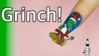GRINCH Carving a Roast Beast Acrylic Nail Art Tutorial