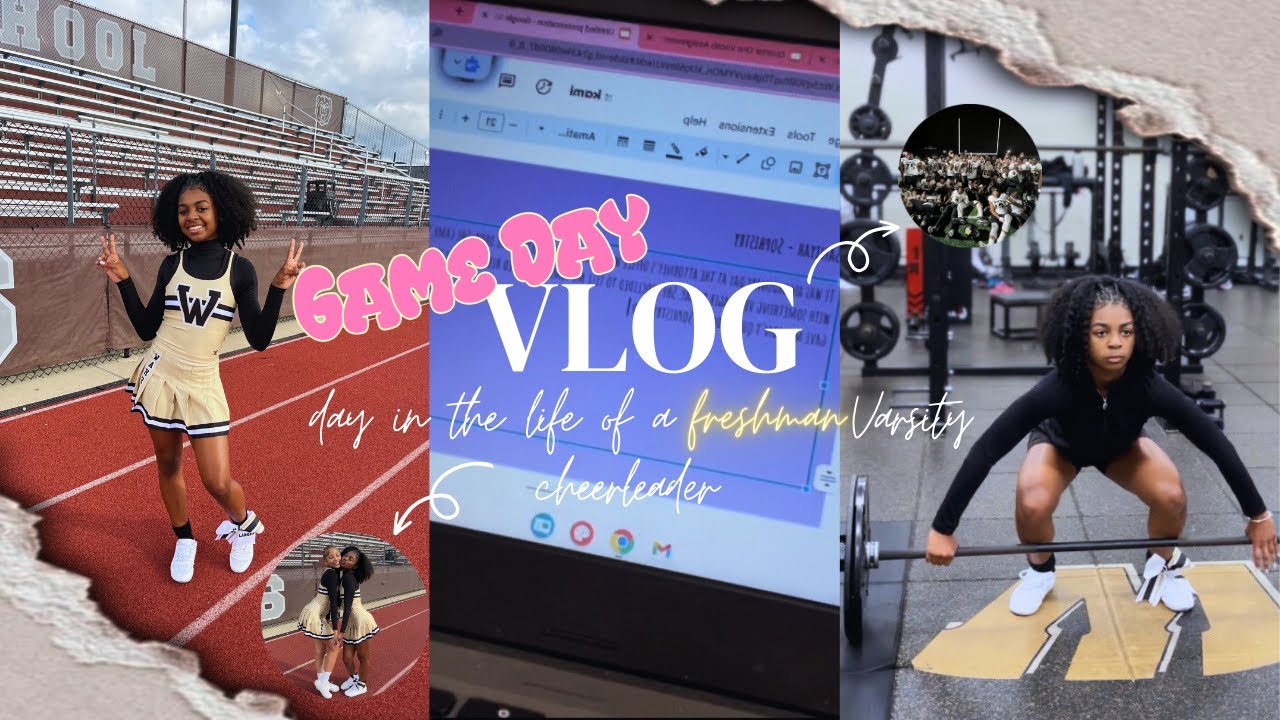 Vlog : day in the life of a freshman varsity cheerleader | game day ...