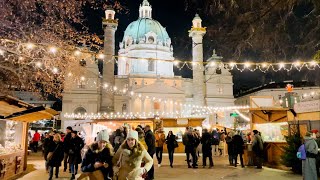 Christmas Market At Karlsplatz Vienna, Walking Tour 2021, Weihnachtsmarkt | 4K Hdr | Asmr