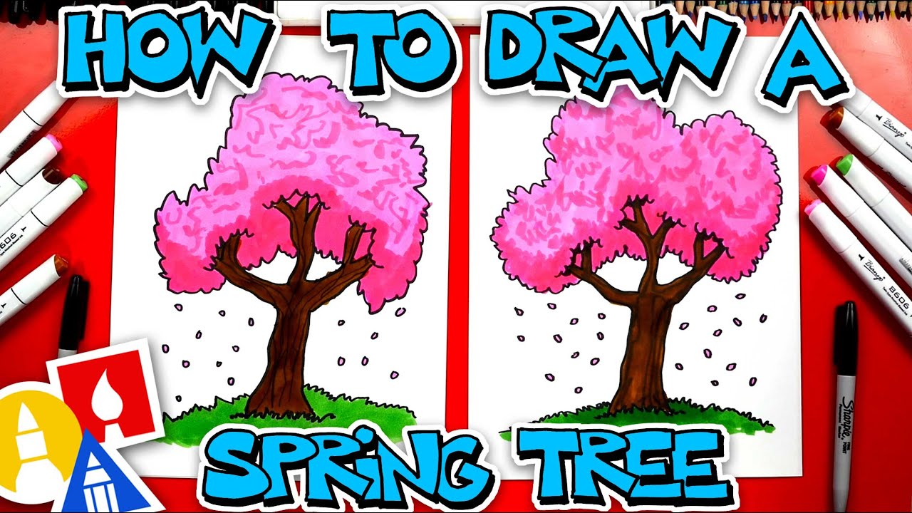 How To Draw A Cherry Blossom Spring Tree - YouTube