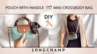 Longchamp Mini Pouch with handle Cognac Color women handbag