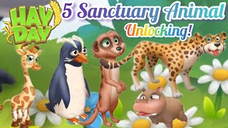 Unlocking 5 Sanctuary Animals in Hay Day! 🐧🦦🐆🦒🦛 | New Animals Unlocked!