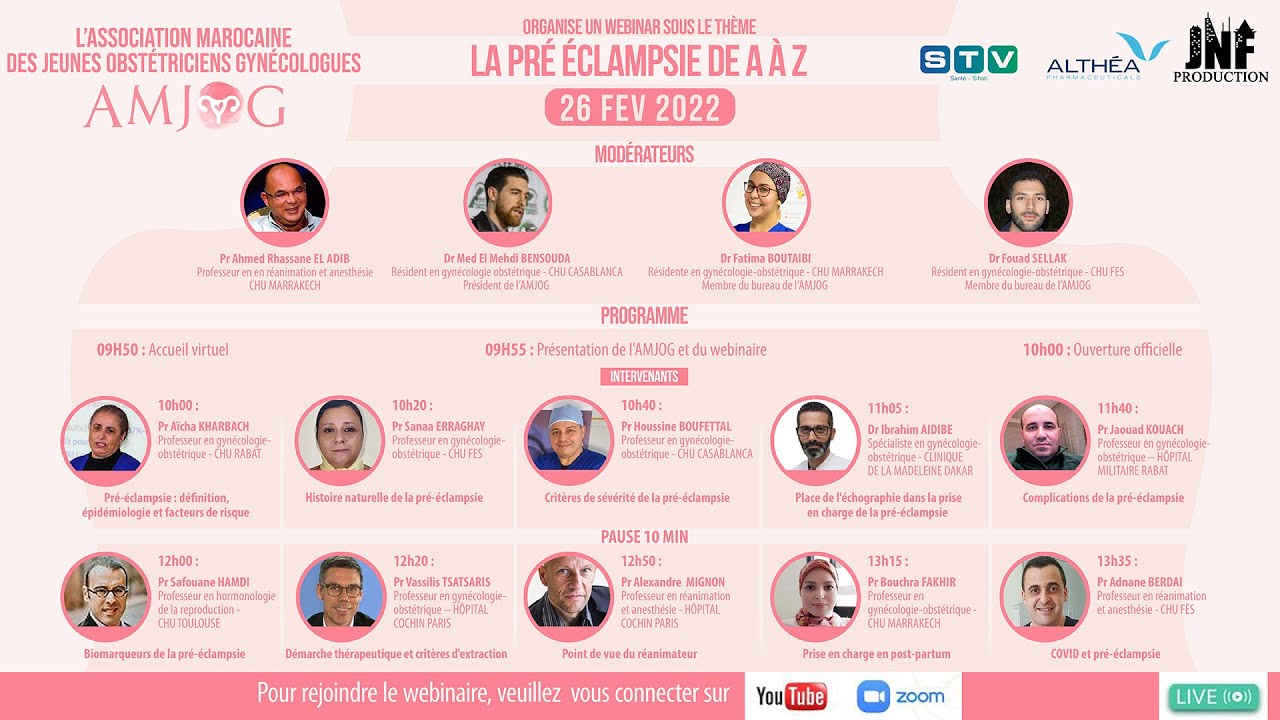 « Pré-éclampsie de A à Z » : Thème de la conférence virtuelle organisée par l' AMJOG