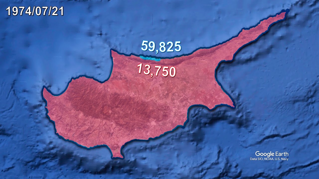 The Turkish Invasion of Cyprus in 2 minutes using Google Earth