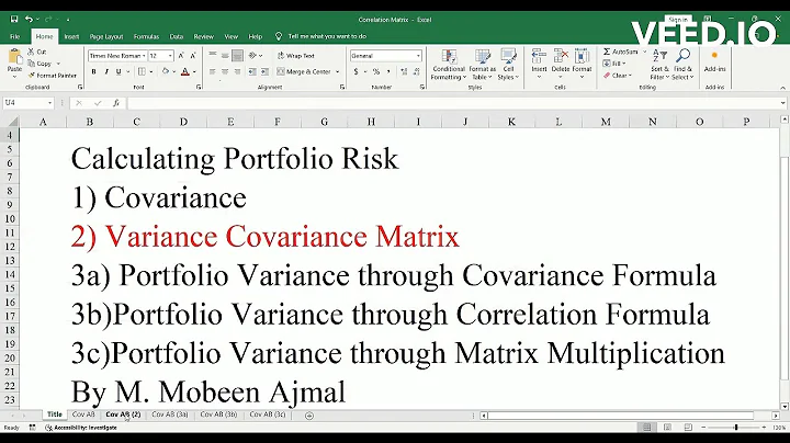 3 Three Asset Portfolio Risk: Variance Covariance Matrix (Part 2/5)