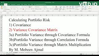 3 Three Asset Portfolio Risk: Variance Covariance Matrix (Part 2/5)