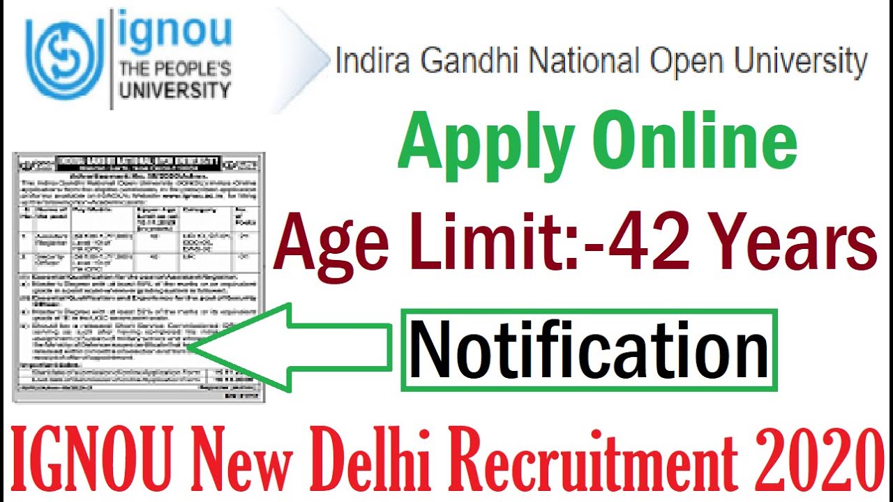 IGNOU New Delhi Recruitment 2020, Government Job in Delhi, IGNOU Vacancy 2020, Apply Online