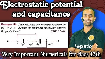 Ex-56 electrostatic potential and capacitance :four capacitor are connected as shown in the fig.2.65