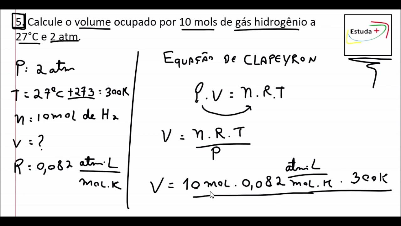 Calcule O Volume Ocupado Por 10 Mols De Gás Hidrogênio A 27°c E 2 Atm